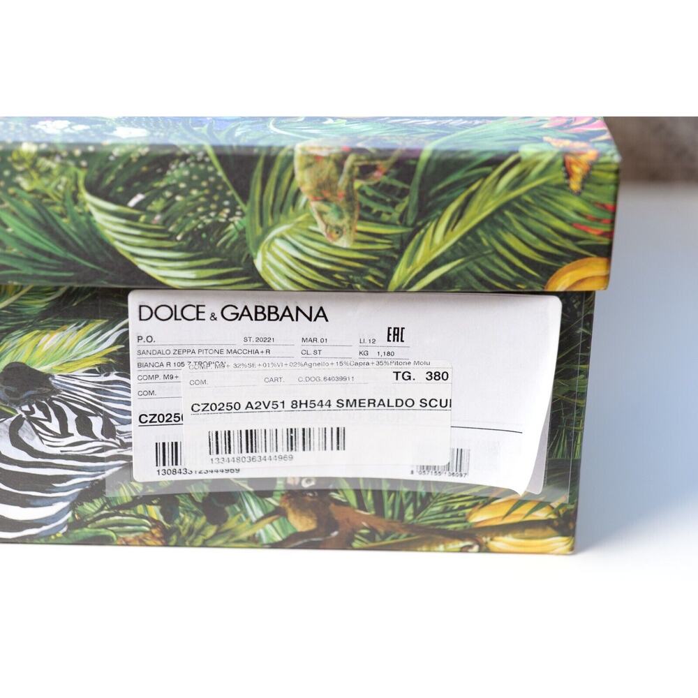 Dolce & Gabbana Jungle Parrot High Heel Wedge Sandals (IT 38, US8) RRP $6,395 - Picture 11 of 13